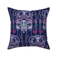 small Cactus Flower Art Nouveau-navy