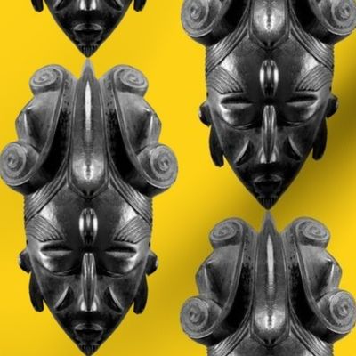 1 Africa African wooden masks tribal folk art traditional cultural Ligbi tribe Ghana POC person of color beautiful black yellow gold  stylized abstract