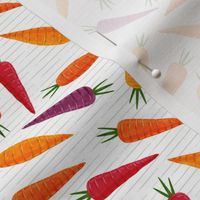 (small scale) carrots - multi on stripes - spring rustic veggie - LAD20