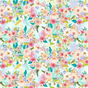 Pastel Garden Spring Floral // Light Mint (Medium)