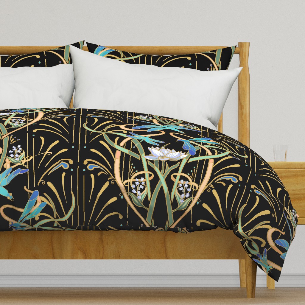 Art Nouveau Dragonflies | Black