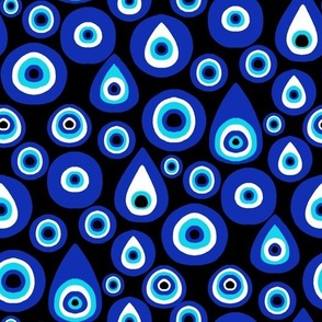 MEDIUM  evil eye fabric, - protection fabric, nazar, blue eye - black