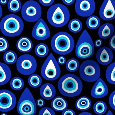 SMALL  evil eye fabric, - protection fabric, nazar, blue eye - black