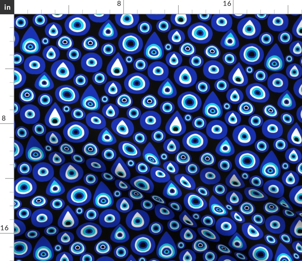 SMALL  evil eye fabric, - protection fabric, nazar, blue eye - black