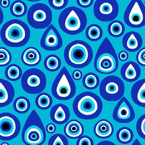 MEDIUM  evil eye fabric, - protection fabric, nazar, blue eye - blue