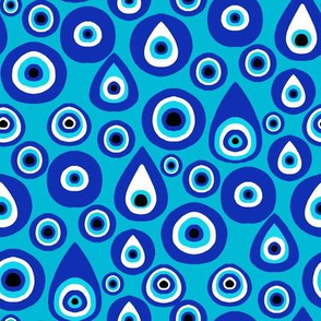 SMALL  evil eye fabric, - protection fabric, nazar, blue eye - blue