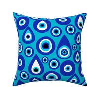 LARGE  evil eye fabric, - protection fabric, nazar, blue eye - blue