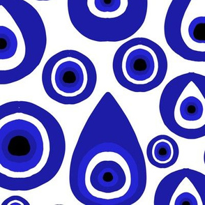 LARGE  evil eye fabric, - protection fabric, nazar, blue eye - indigo