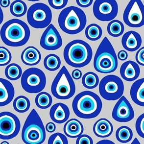 SMALL  evil eye fabric, - protection fabric, nazar, blue eye - grey