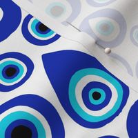 MEDIUM  evil eye fabric, - protection fabric, nazar, blue eye - white