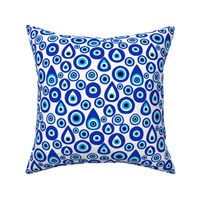 SMALL evil eye fabric, - protection fabric, nazar, blue eye - white