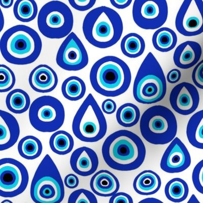 SMALL evil eye fabric, - protection fabric, nazar, blue eye - white