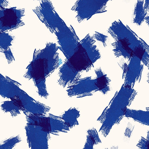 Blue Messy Brushstrokes On White