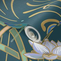 Art Nouveau Dragonflies | Deep Teal Green