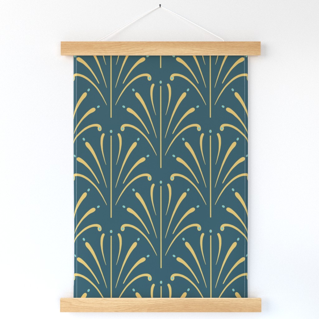 Art Nouveau Fans Large | Deep Teal Green