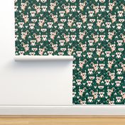 Koala winter geometric Australian animal kids fabric forest green brown SMALL