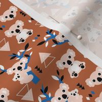 Koala winter geometric Australian animal kids fabric forest classic blue brown copper rust SMALL