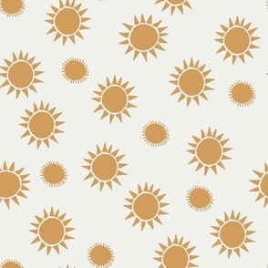 golden sun fabric - sunset fabric, sunrise fabric, nursery baby fabric, handdrawn fabric, andrea lauren - yellow