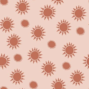 golden sun fabric - sunset fabric, sunrise fabric, nursery baby fabric, handdrawn fabric, andrea lauren - pink