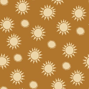 golden sun fabric - sunset fabric, sunrise fabric, nursery baby fabric, handdrawn fabric, andrea lauren - gold and yellow