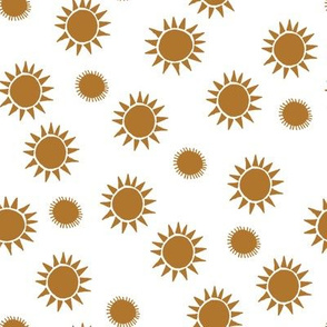 golden sun fabric - sunset fabric, sunrise fabric, nursery baby fabric, handdrawn fabric, andrea lauren - golden yellow