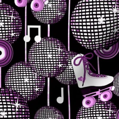 Disco Ball Invasion at the Roller Rink -Lavender / Purple - Mirror Balls and Skates   