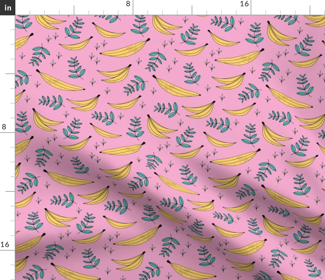 Banana jungle garden tropical summer island vibes beach design swimwear kids pink yellow