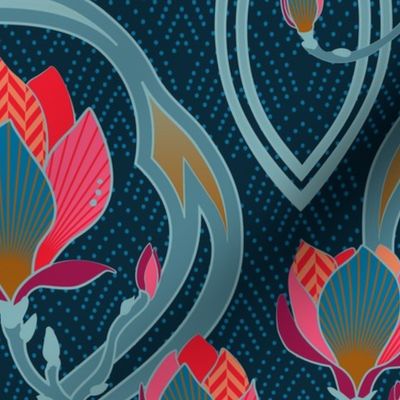 Magnolia Art Nouveau / Medium scale / Wallpaper