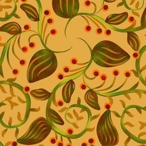 Art Nouveau Berry Vine on Light Orange