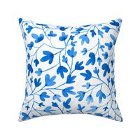 Summer Breeze - Classic Blue Watercolor Floral Large Scale