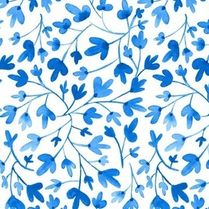 Summer Breeze - Classic Blue Watercolor Floral Regular Scale
