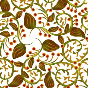 Art Nouveau Berry Vine on White