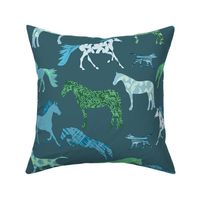 Blue Green Batik Ponies