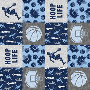 Hoop Life - Basketball wholecloth - sports patchwork - baby blue and blue (90) - LAD20