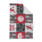 Hoop Life - Basketball Wholecloth - red and grey sports patchwork (90) - LAD20