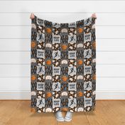 Hoop Life - Basketball Wholecloth - orange and grey sports patchwork - LAD20