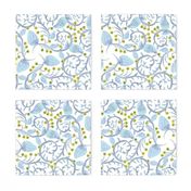 Art Nouveau Berry Vine Light Blue on White