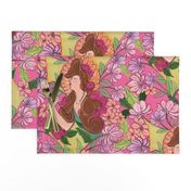 Art Nouveau Floral Goddess // Hot Pink 