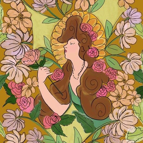 Art Nouveau Floral Goddess //Gold
