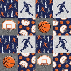 Basketball Patchwork Fabric, Wallpaper and Home Decor | Spoonflower