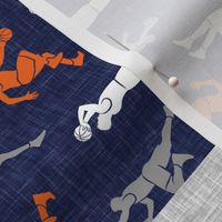 Basketball Wholecloth - blue and orange sports patchwork (90) - LAD20