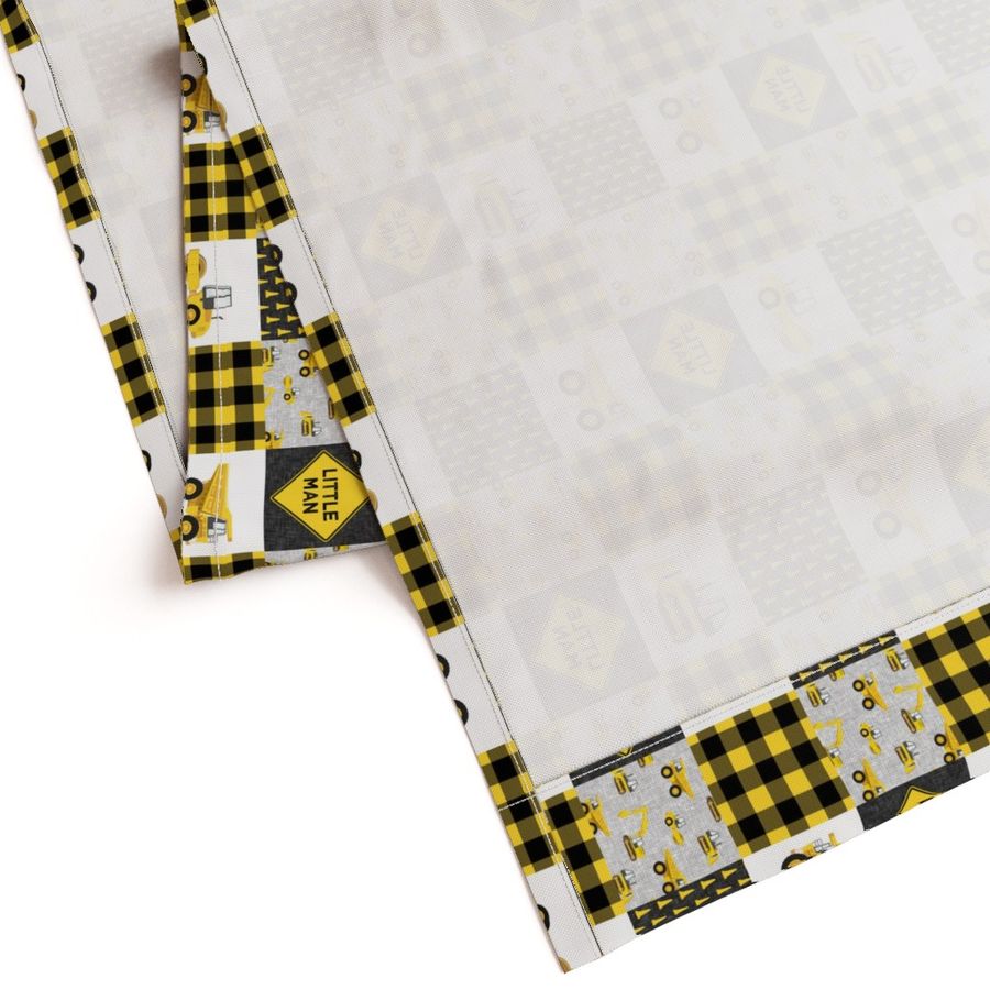 (3" small scale) Little Man - Construction Nursery Wholecloth - yellow and black plaid (90) - LAD20BS