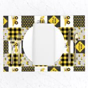 (3" small scale) Little Man - Construction Nursery Wholecloth - yellow and black plaid (90) - LAD20BS