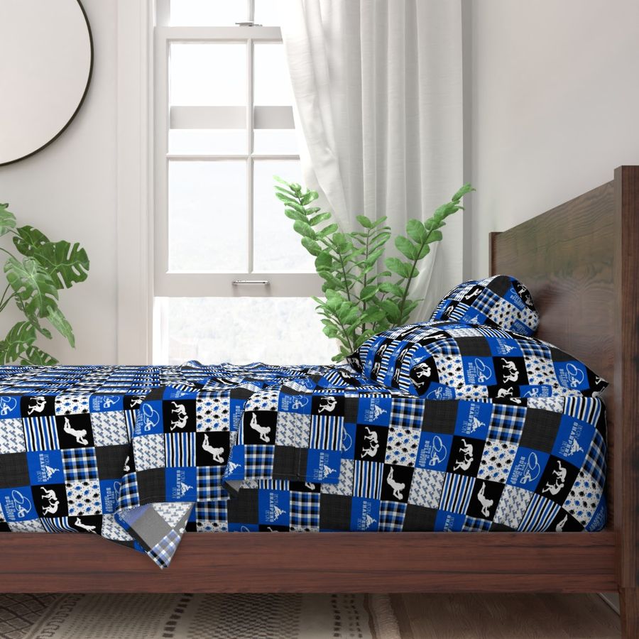 Football//Wrestling//Bulldogs - Wholecloth Cheater Quilt