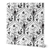 Art Nouveau Poppies in Black and White