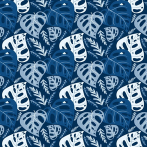 Blue Rainforest leaves pattern