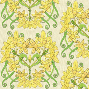 Daffodil Hearts, linen texture, XL