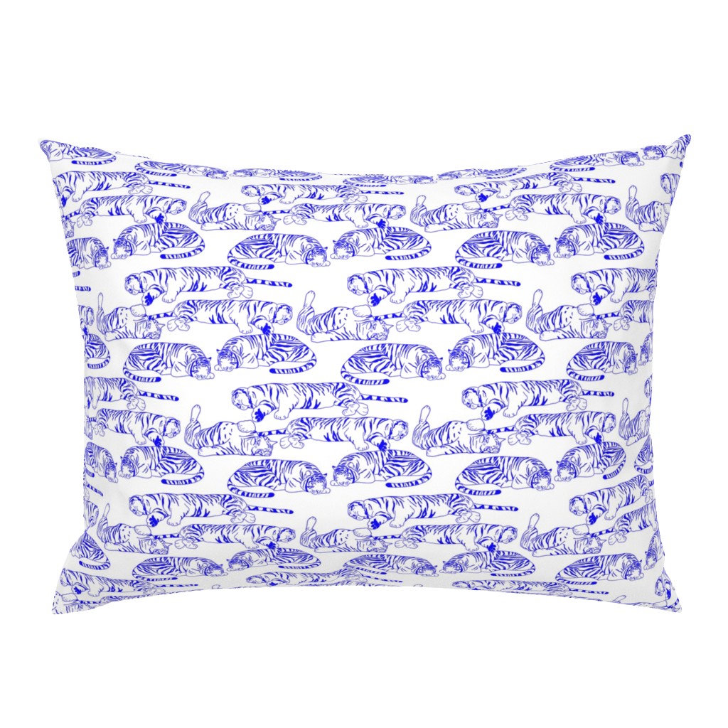 Sleeping Tigers - Cobalt Blue and White 