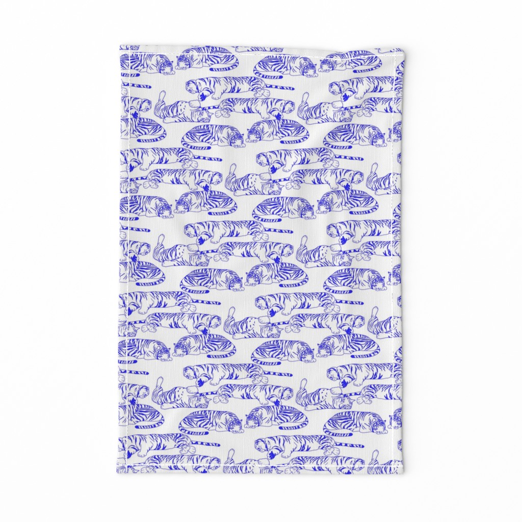 Sleeping Tigers - Cobalt Blue and White 