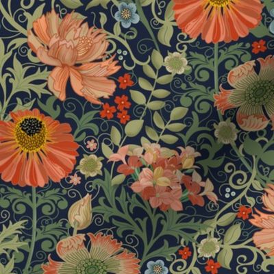 Le Jardin Art Nouveau navy small